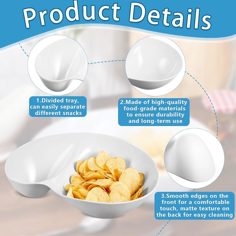 Blushtier 2 Pcs Chip and Dip Bowl Chip and Dip Serving Set Divided Platter Tray 18oz & 5oz Compartment Serving Dish Dumpling Plate for Party Appetizer Salad Snack Veggies Fruit Taco Thanksgiving Christmas White - Image 3